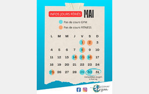 INFOS PLANNING : Ponts de Mai