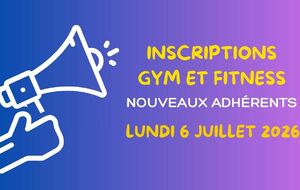 📢 Inscriptions gym et fitness 2026-2027